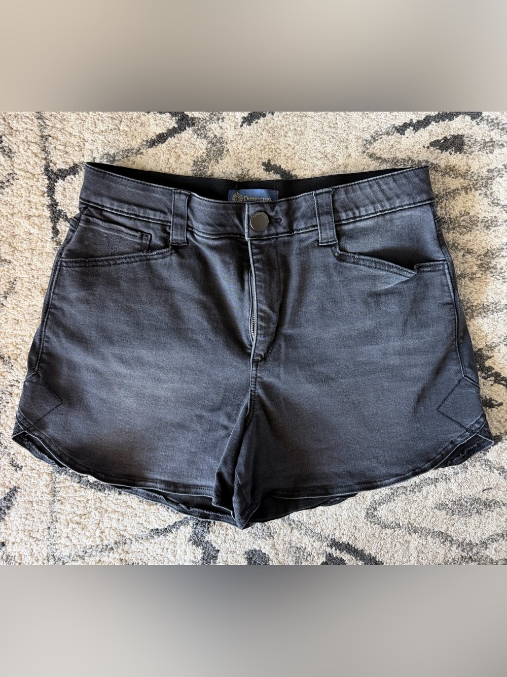 Democracy Black Denim Jean Shorts - Sz. 12 - Dolphin Hem